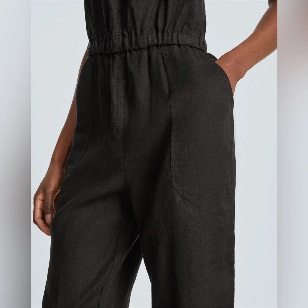 EVERLANE The Linen Shoestring Jumpsuit in Black. New with tag